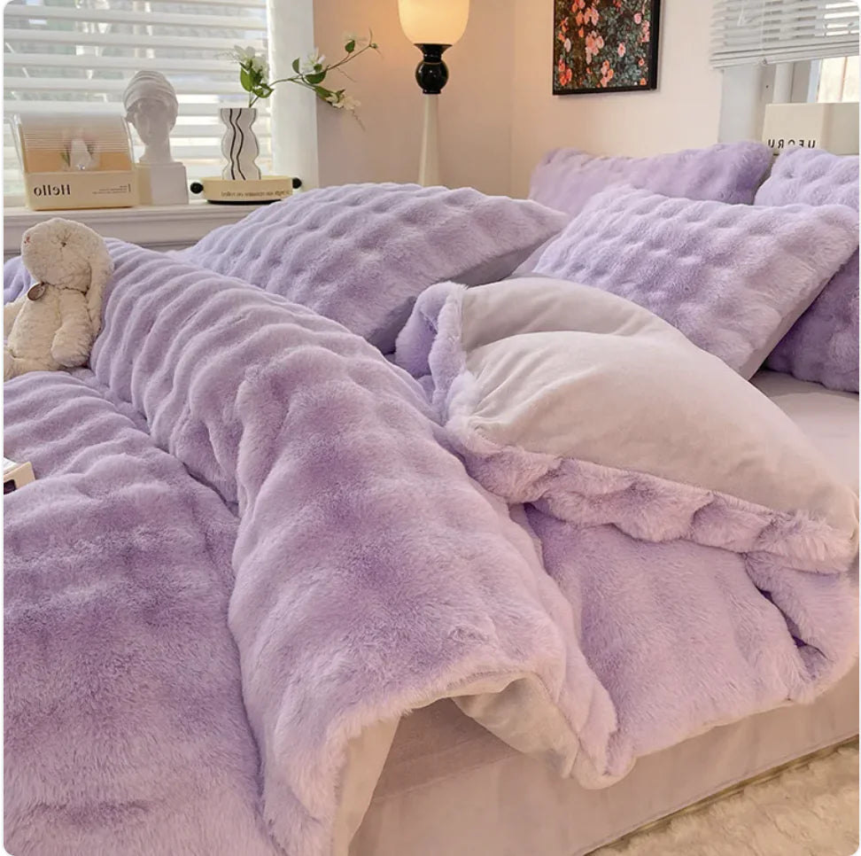 Cozy Coral Fleece 4-Piece Bed Set