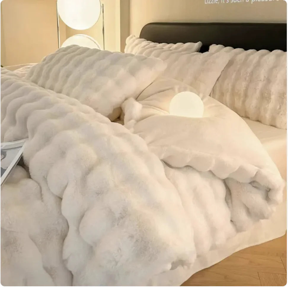 Cozy Coral Fleece 4-Piece Bed Set